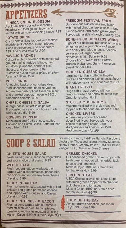 Chief's Roadhouse - Logan, WV menu_pic