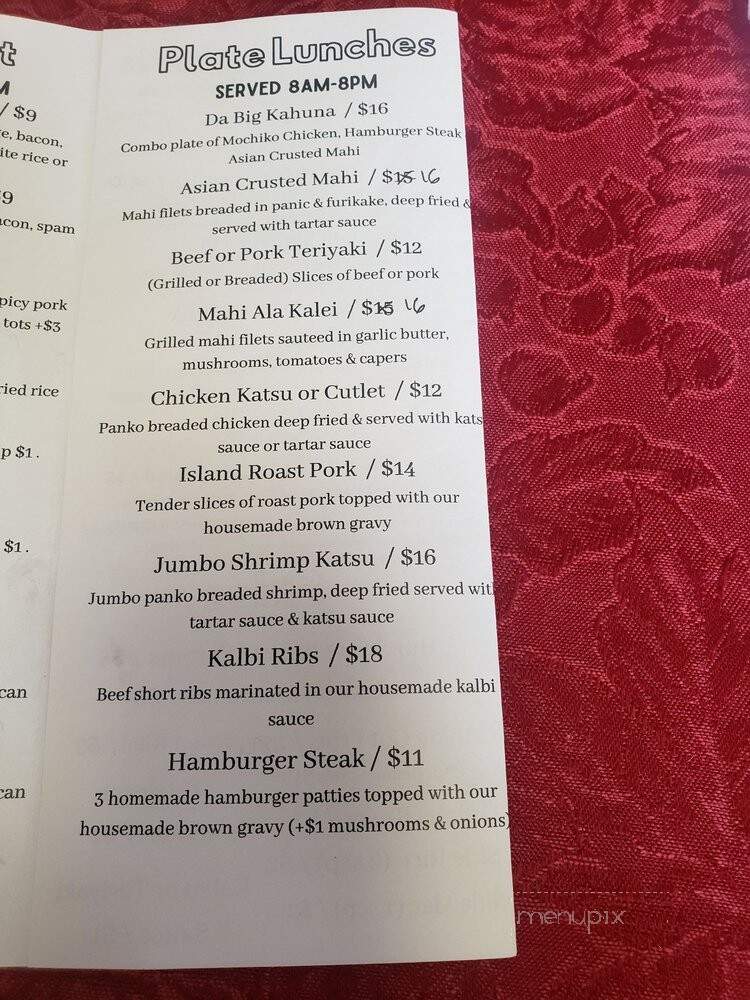 Kaleis Lunchbox - Pukalani, HI menu_pic