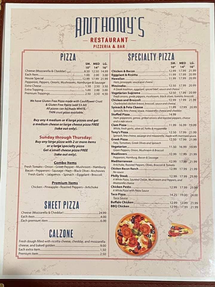 Anthony's Restaurant and Pizzeria - Enfield, CT