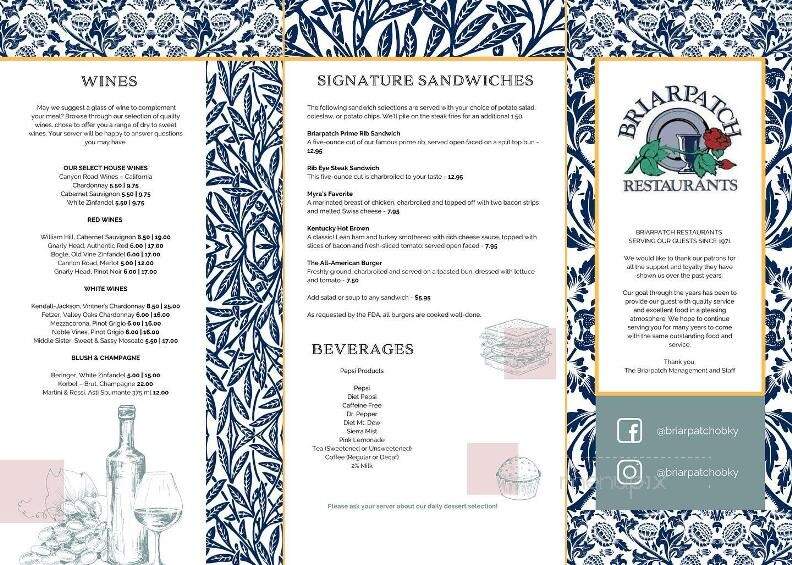 Briarpatch - Owensboro, KY menu_pic