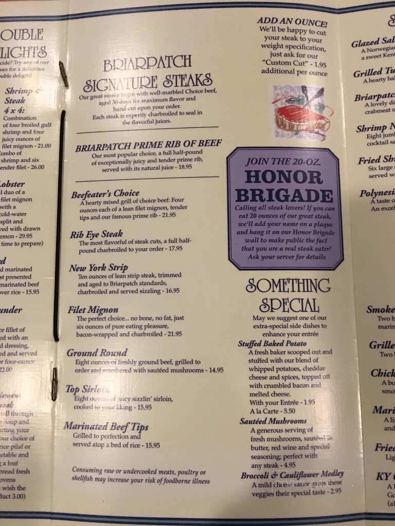 Briarpatch - Owensboro, KY menu_pic