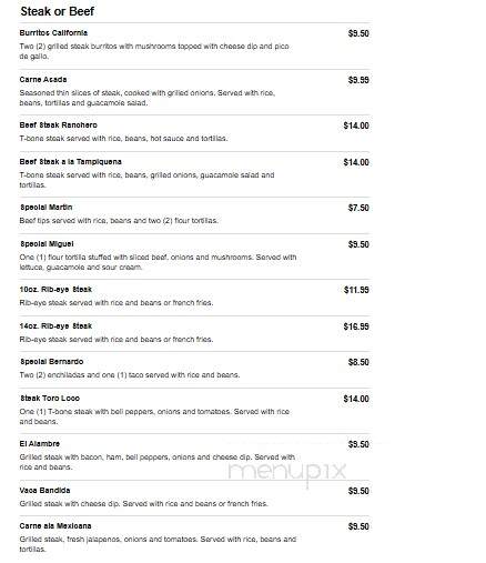 Toro Loco - Jackson, OH menu_pic