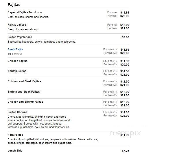 Toro Loco - Jackson, OH menu_pic