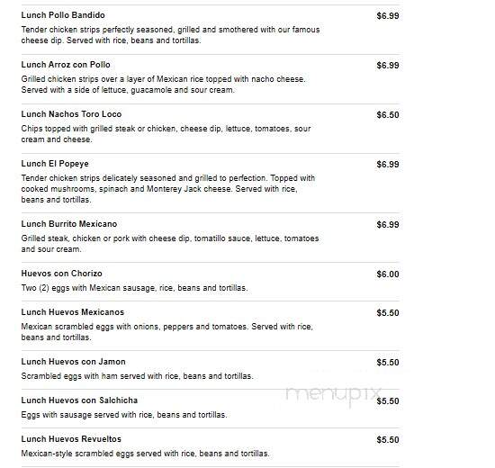 Toro Loco - Jackson, OH menu_pic