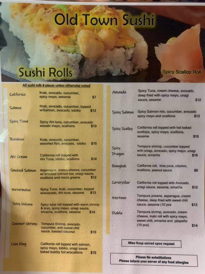 Old Town Sushi - Lewiston, ID menu_pic