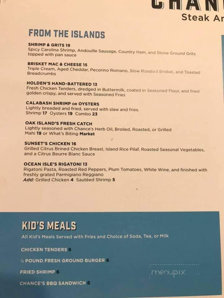 Chance's Steak and Sea - Shallotte, NC menu_pic