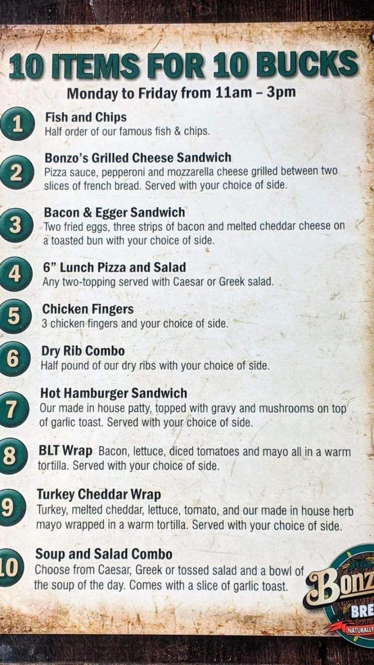 Bonzzinis Brew Pub - Regina, SK menu_pic