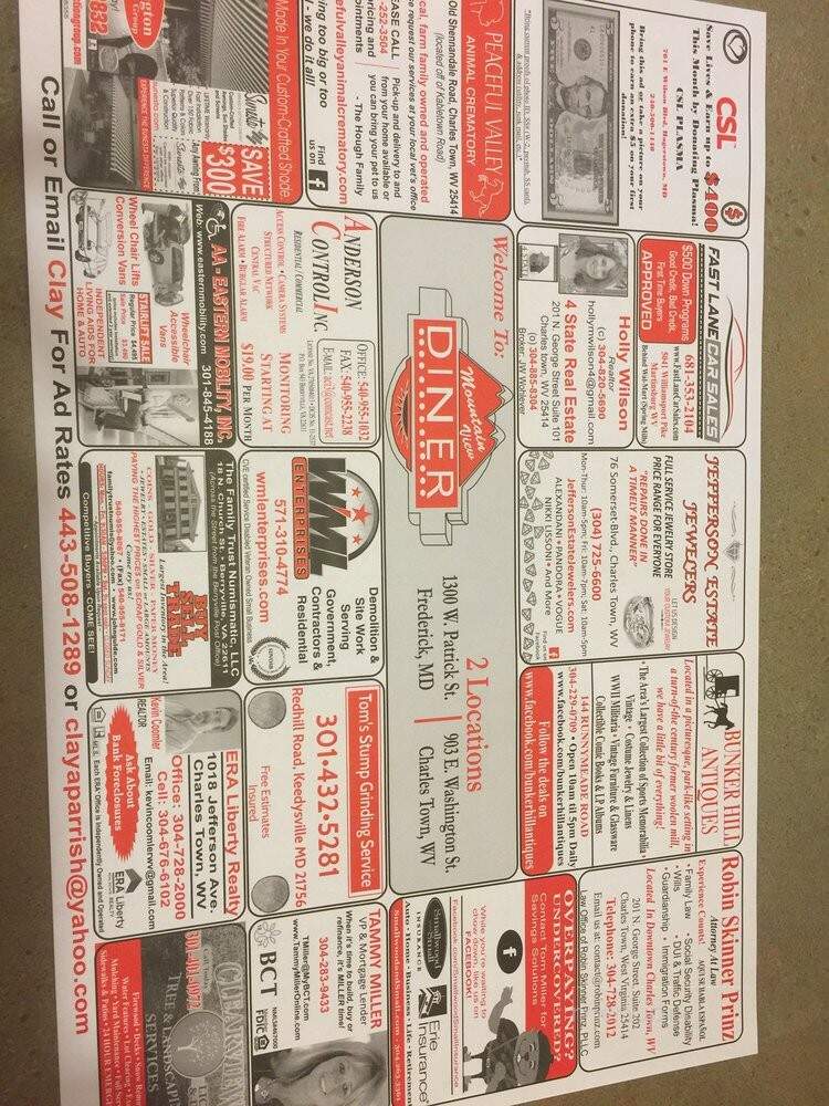 Mountain View Diner - Charles Town, WV menu_pic