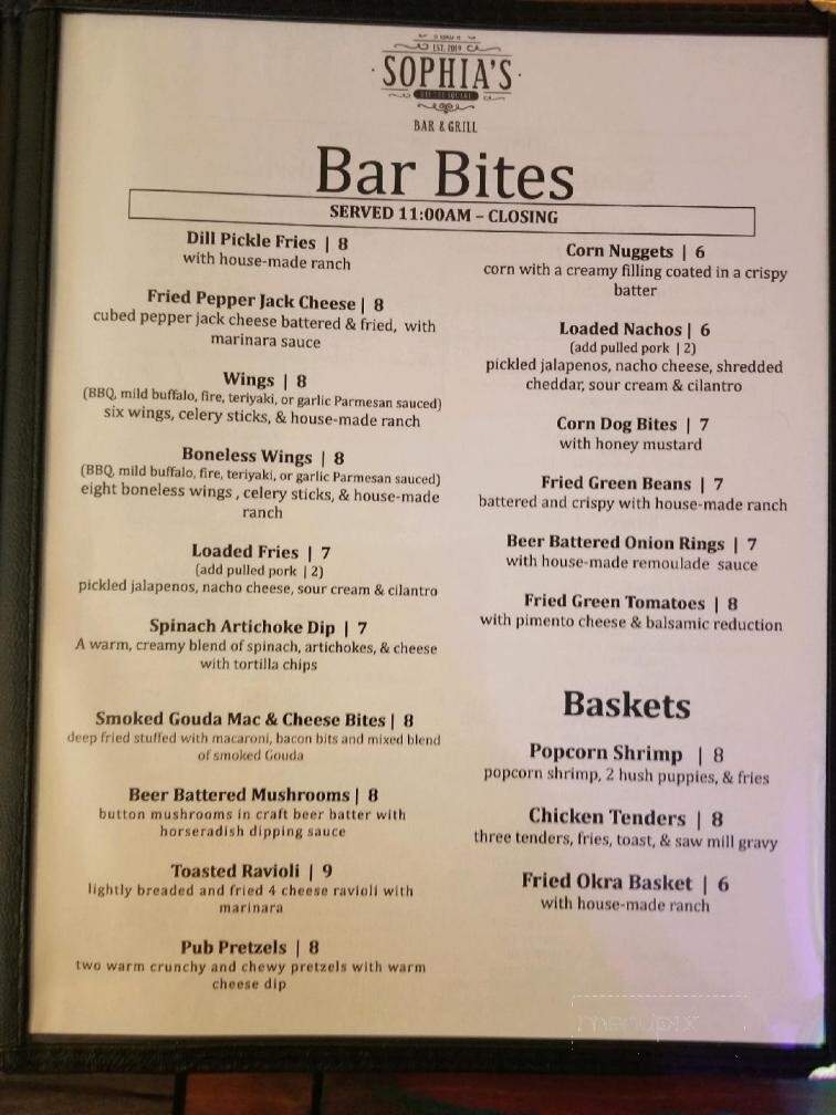 Sophia's Off The Square - Woodbury, TN menu_pic