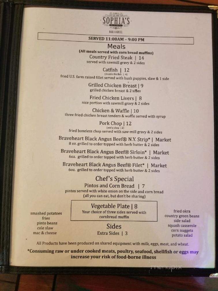 Sophia's Off The Square - Woodbury, TN menu_pic