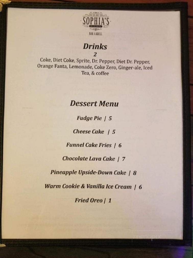 Sophia's Off The Square - Woodbury, TN menu_pic