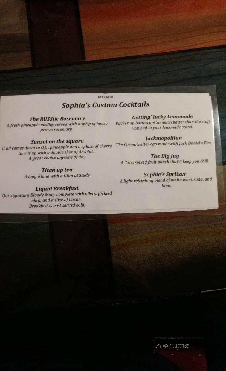 Sophia's Off The Square - Woodbury, TN menu_pic
