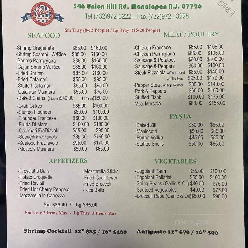 Pastosa Ravioli - Manalapan, NJ menu_pic