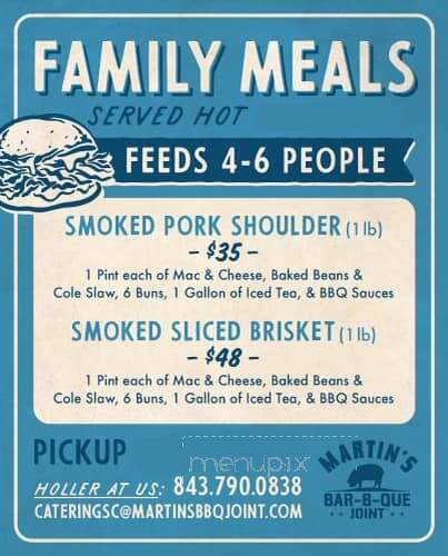 Martin's Bar-B-Que Joint - Charleston, SC menu_pic