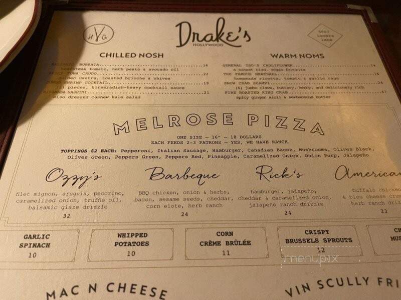 Drake's Hollywood - Dallas, TX menu_pic