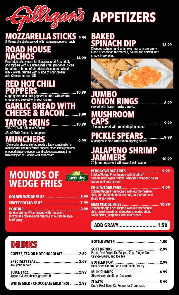 Gilligan's Restaurant - Windsor, ON menu_pic