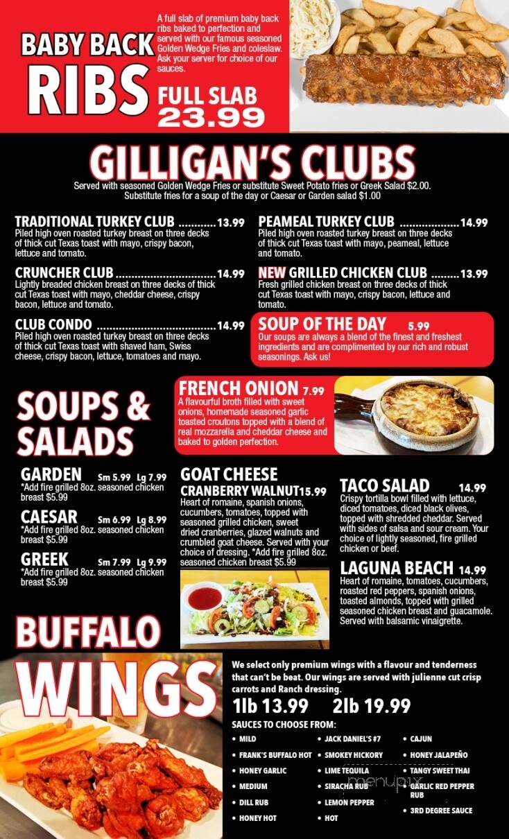Gilligan's Restaurant - Windsor, ON menu_pic