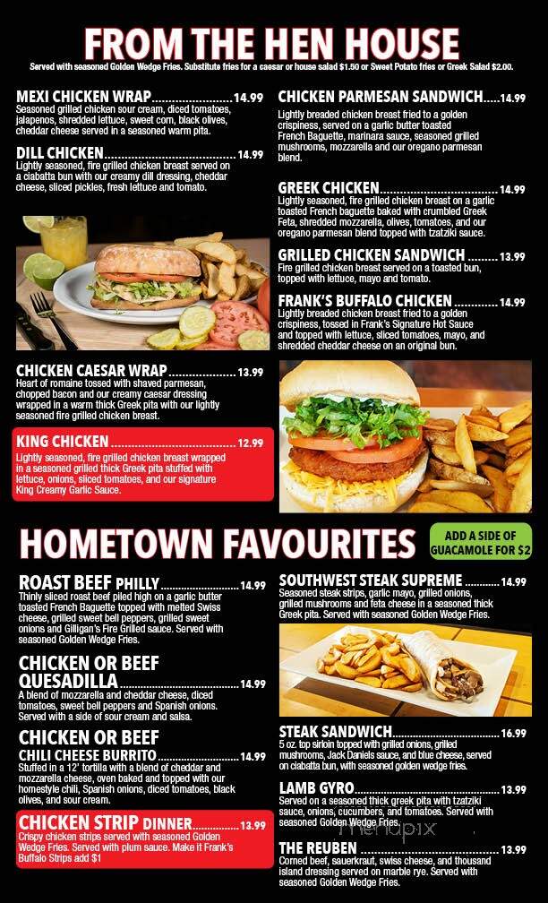 Gilligan's Restaurant - Windsor, ON menu_pic