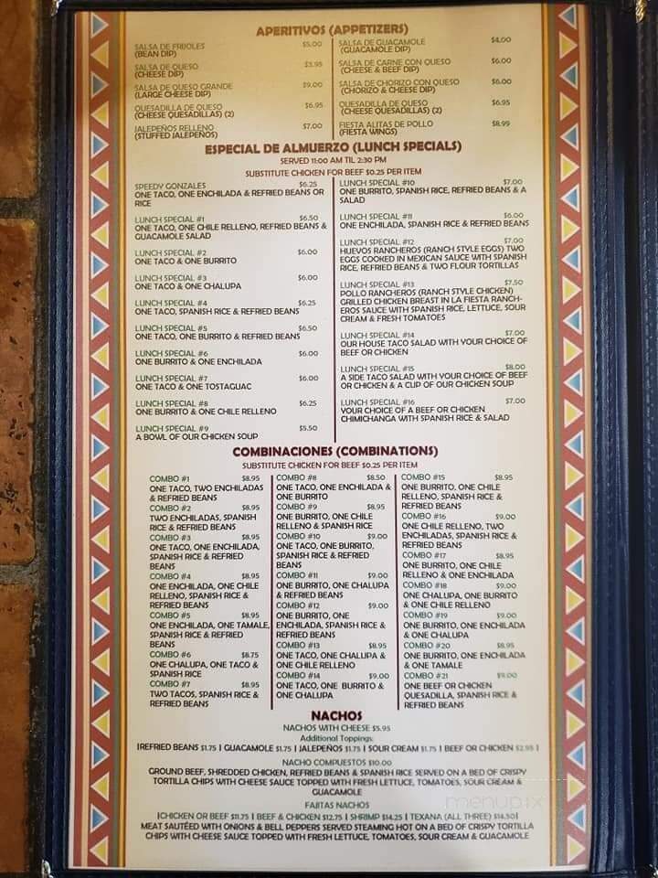 La Fiesta Mexican Restaurant - Camden, SC menu_pic