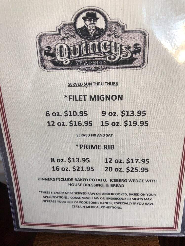 Quincy's - Florence, CO menu_pic