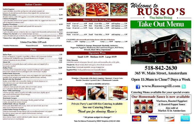 Russo's Bar & Grill - Amsterdam, NY menu_pic