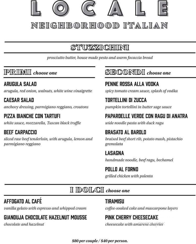 Locale Neighborhood Italian - Tucson, AZ menu_pic