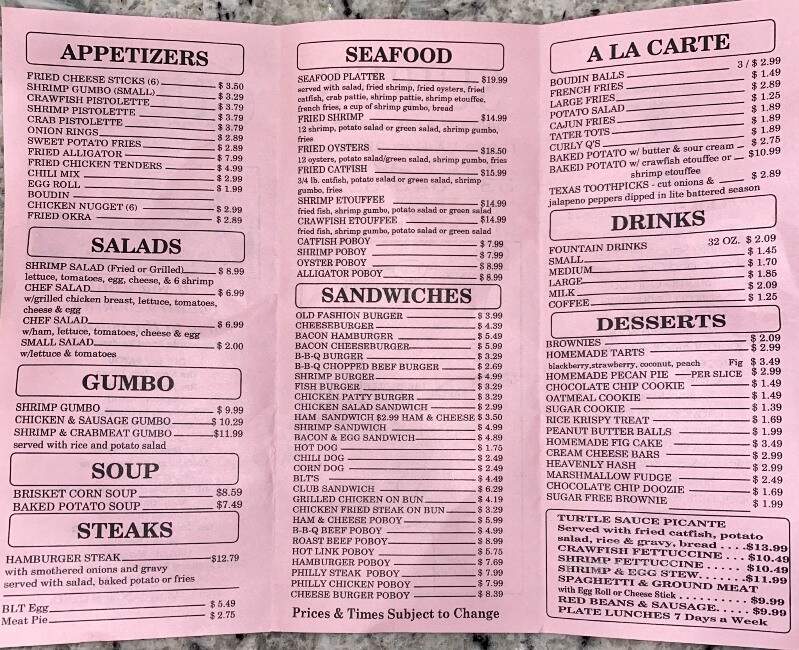 Suire's Grocery & Restaurant - Kaplan, LA menu_pic