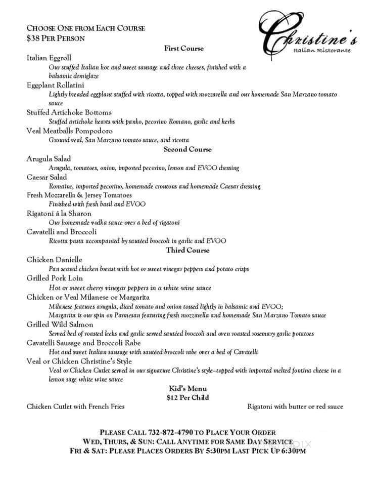 Christines Italian - Atlantic Highlands, NJ menu_pic