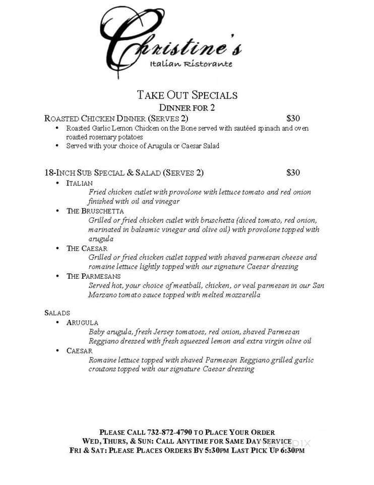 Christines Italian - Atlantic Highlands, NJ menu_pic