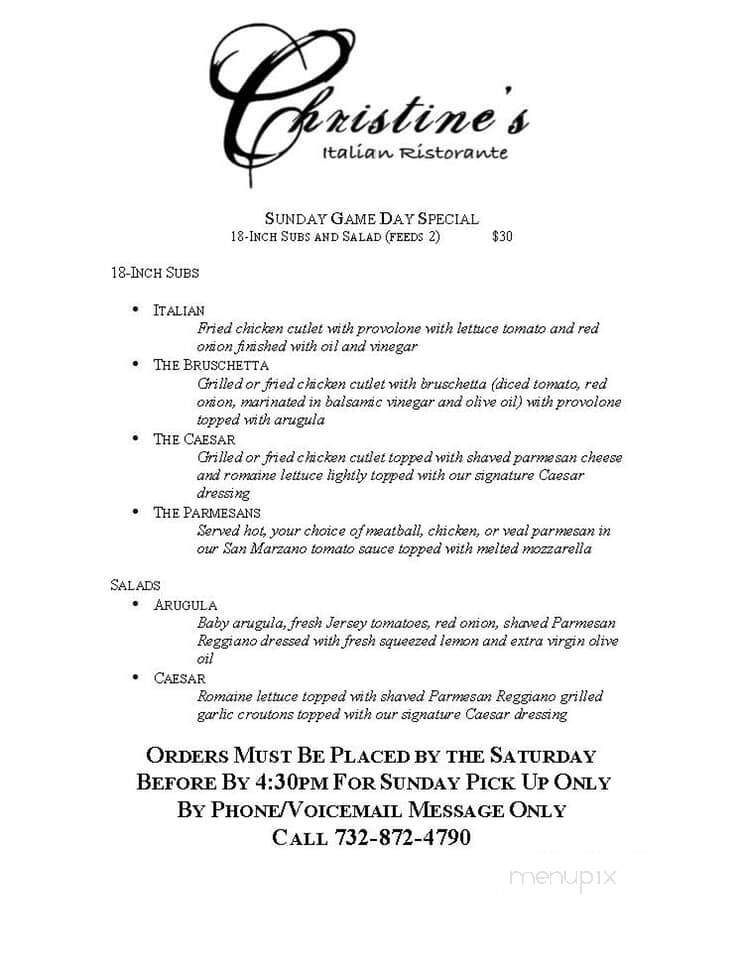 Christines Italian - Atlantic Highlands, NJ menu_pic