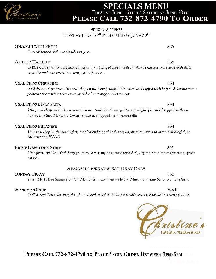 Christines Italian - Atlantic Highlands, NJ menu_pic