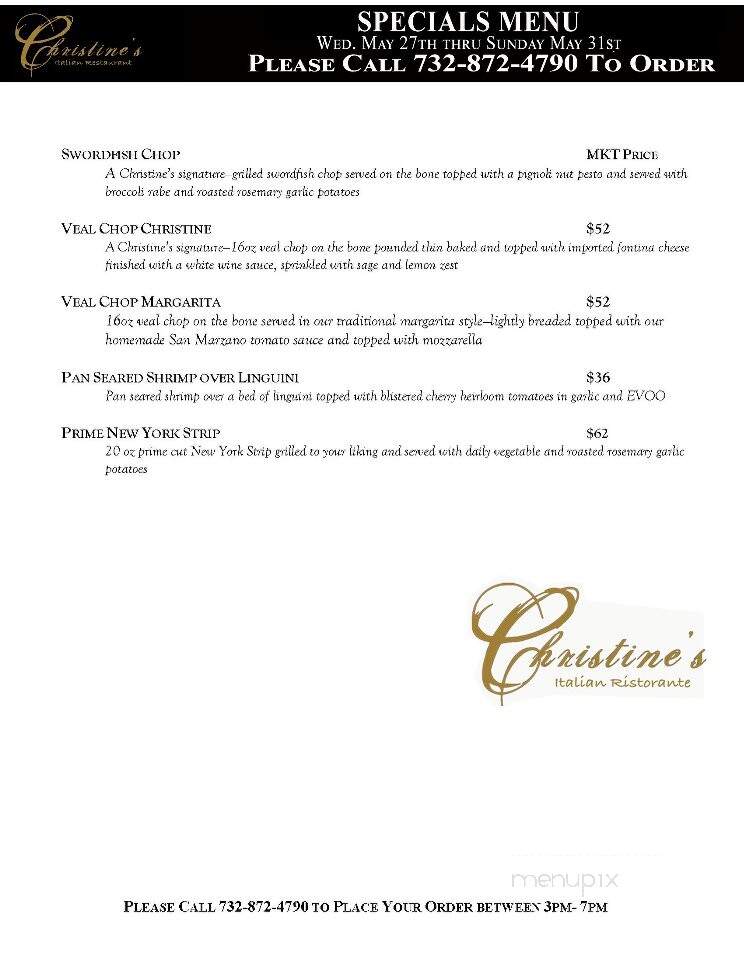 Christines Italian - Atlantic Highlands, NJ menu_pic