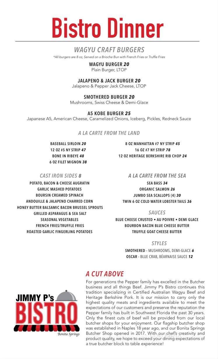 Jimmy P's Charred - Bonita Springs, FL menu_pic
