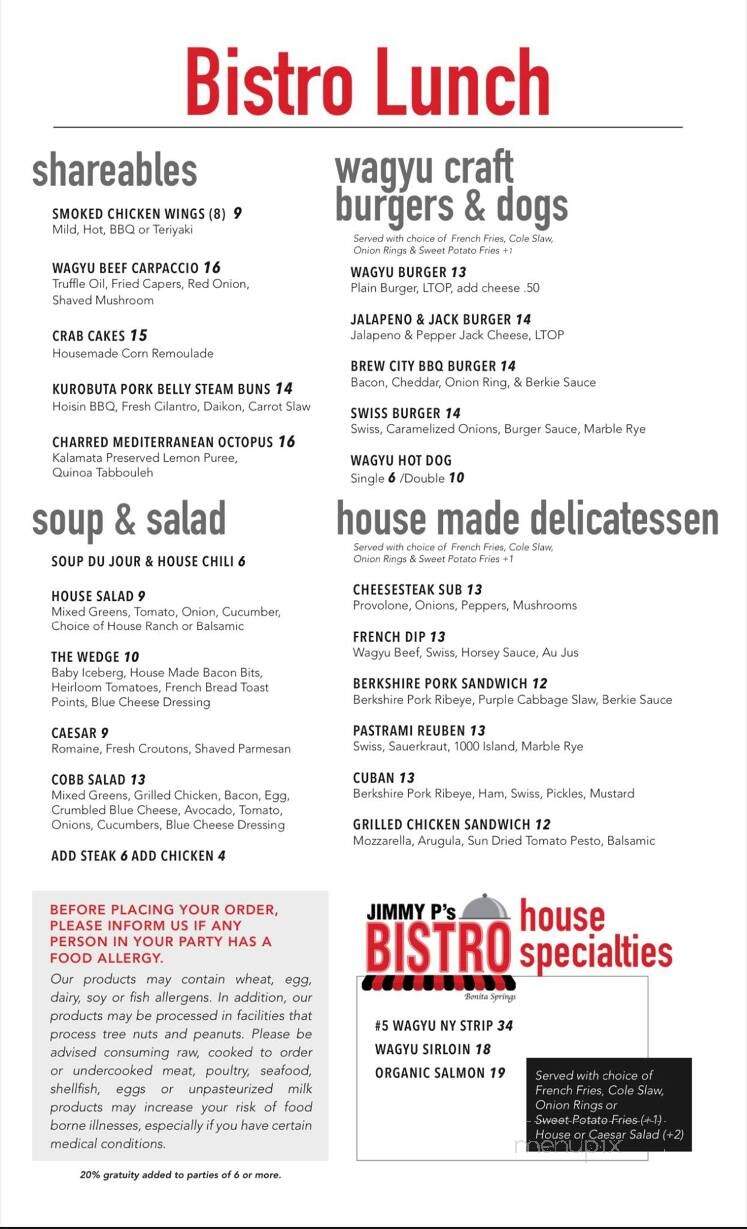Jimmy P's Charred - Bonita Springs, FL menu_pic