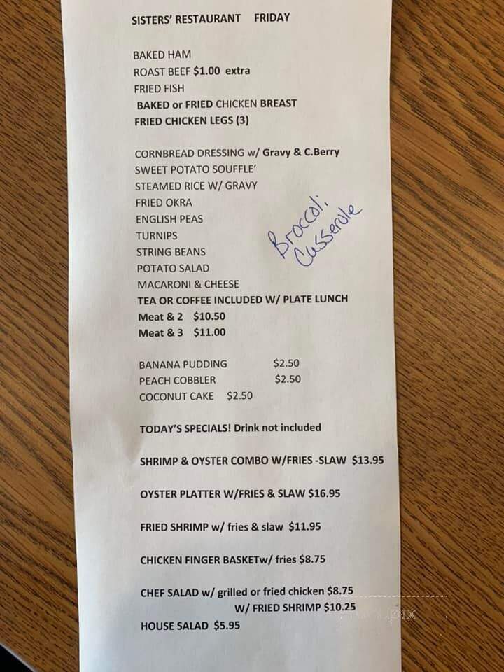 Sisters Restaurant - Troy, AL menu_pic