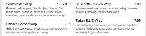 Stonebridge Grille - Boardman, OH menu_pic