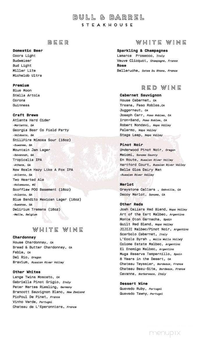 Bull and Barrel Steakhouse - Statesboro, GA menu_pic