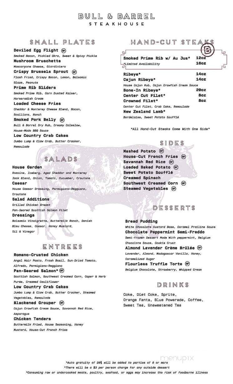 Bull and Barrel Steakhouse - Statesboro, GA menu_pic