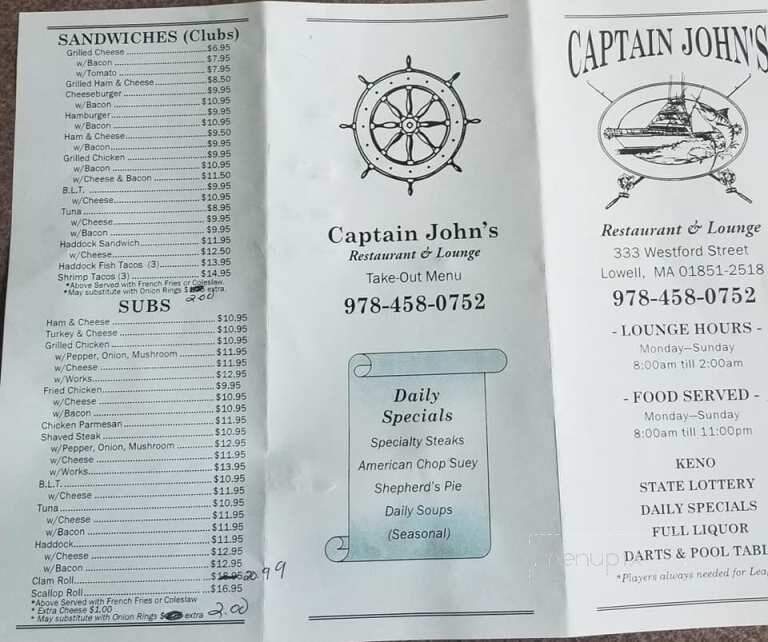 Captain John's - Lowell, MA menu_pic