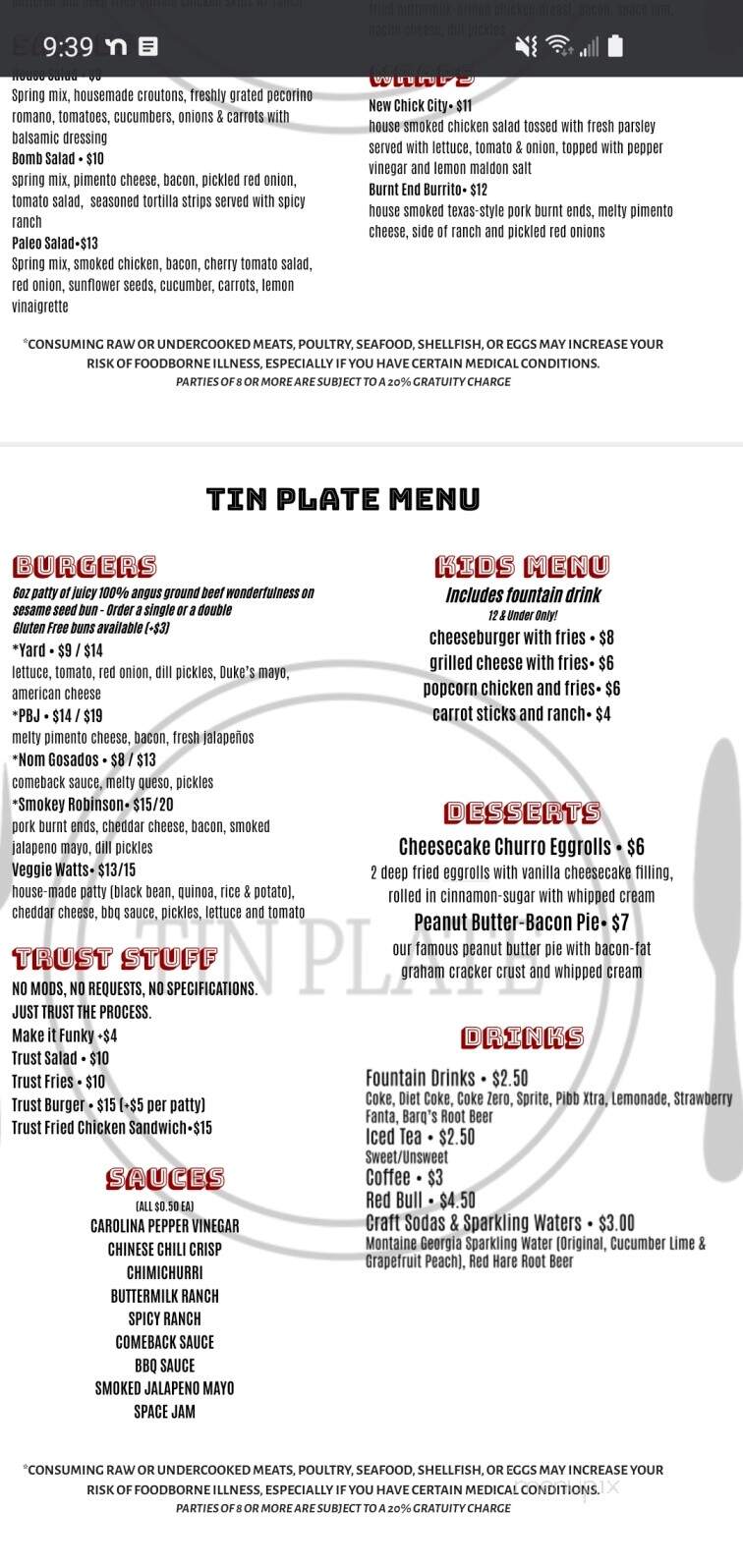 Tin Plate - Social Circle, GA menu_pic