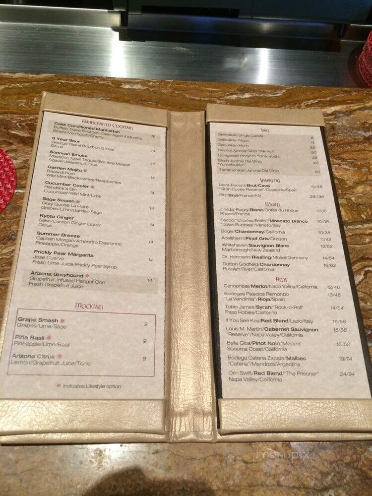 Ignite at the Ritz-Carlton - Tucson, AZ menu_pic