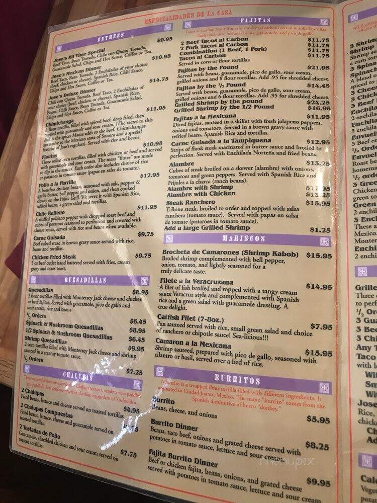 Jose's Restaurant - Bryan, TX menu_pic