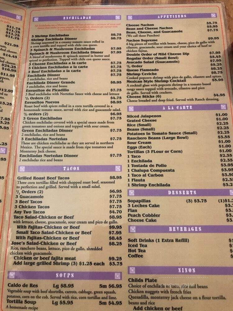 Jose's Restaurant - Bryan, TX menu_pic