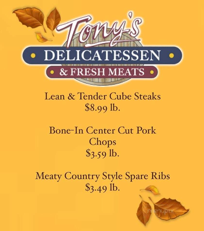 Tony's Delicatessen - Williamsport, PA menu_pic