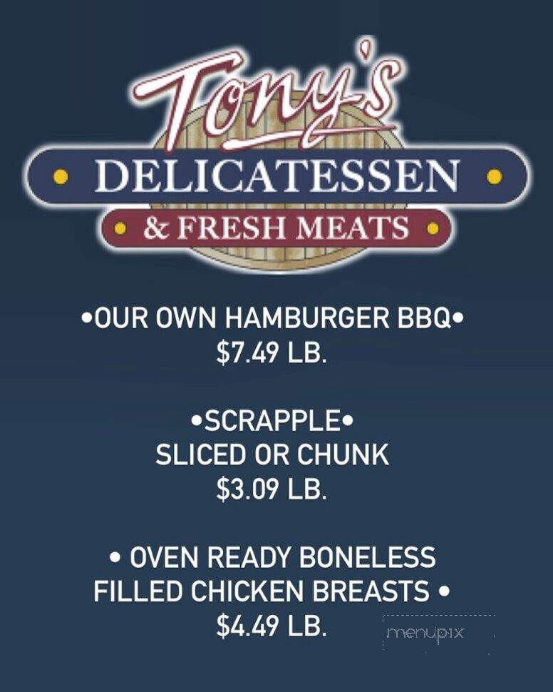 Tony's Delicatessen - Williamsport, PA menu_pic
