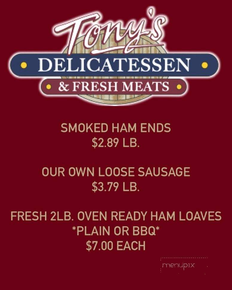 Tony's Delicatessen - Williamsport, PA menu_pic