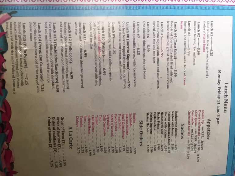 El Cabrito Mexican Restaurant - Vinita, OK menu_pic