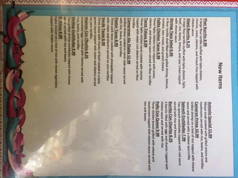 El Cabrito Mexican Restaurant - Vinita, OK menu_pic