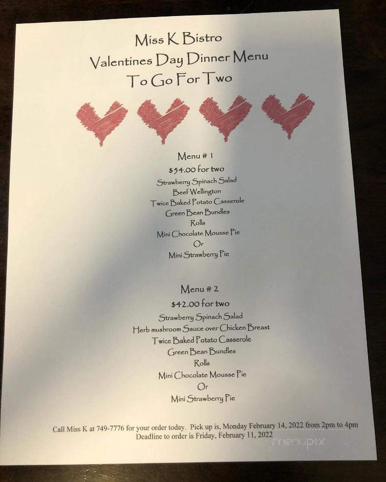 Miss K's Bistro and Catering - Port Aransas, TX menu_pic