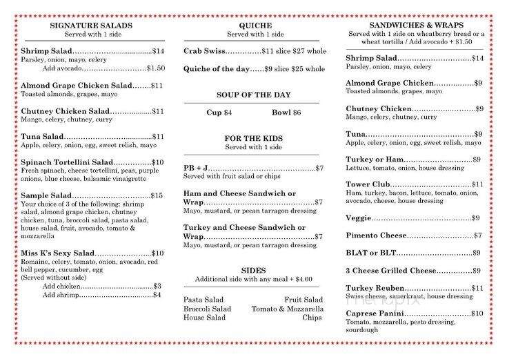 Miss K's Bistro and Catering - Port Aransas, TX menu_pic